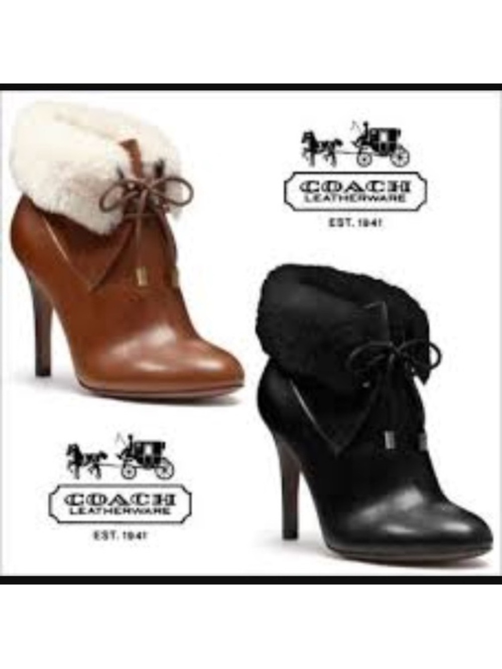 Authentic Coach Malia heeled booties in cognac